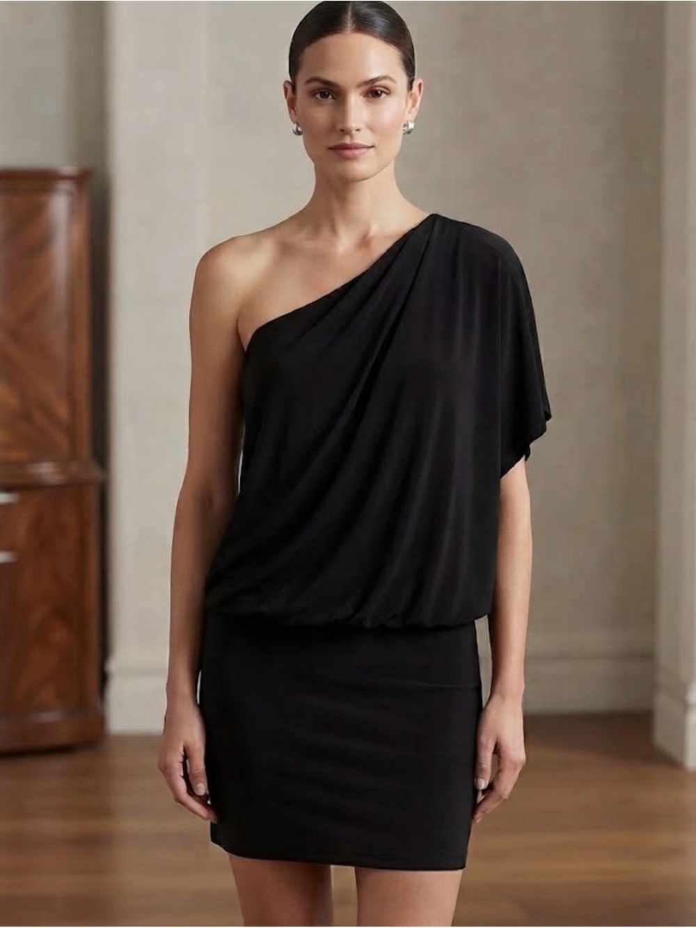 Jessica Simpson black, one shoulder, dressy dress, cocktail dress
